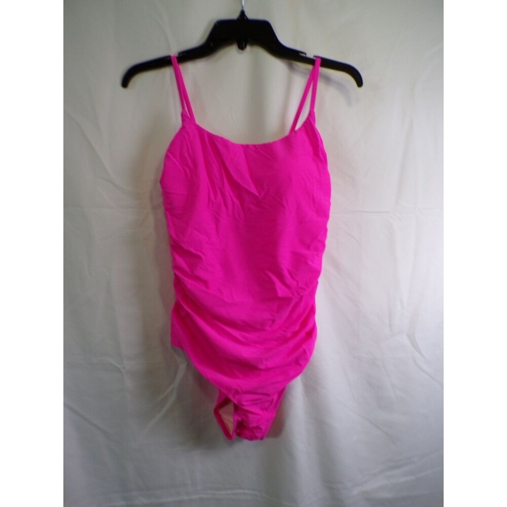 Women's Pink One Piece Swimsuit M Lace Up Back Spaghetti Straps